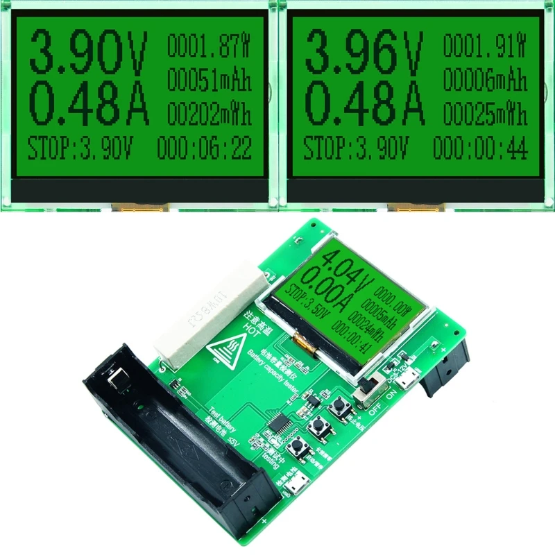 18650 Lithium Battery Capacity Tester MAh MWh Power Bank Detector Module 128X64 LCD Battery Capacity test 0~9999mAh
18650 Lithium Battery Capacity Tester MAh MWh Power Bank Detector Module 128X64 LCD Battery Capacity test 0~9999mAh