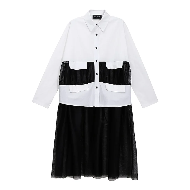 SuperAen Turn-down Collar Mesh Long Dress Summer Korean Women's 2021 Fashion New Splicing Shirt Mid-length Dress
SuperAen Turn-down Collar Mesh Long Dress Summer Korean Women's 2021 Fashion New Splicing Shirt Mid-length Dress