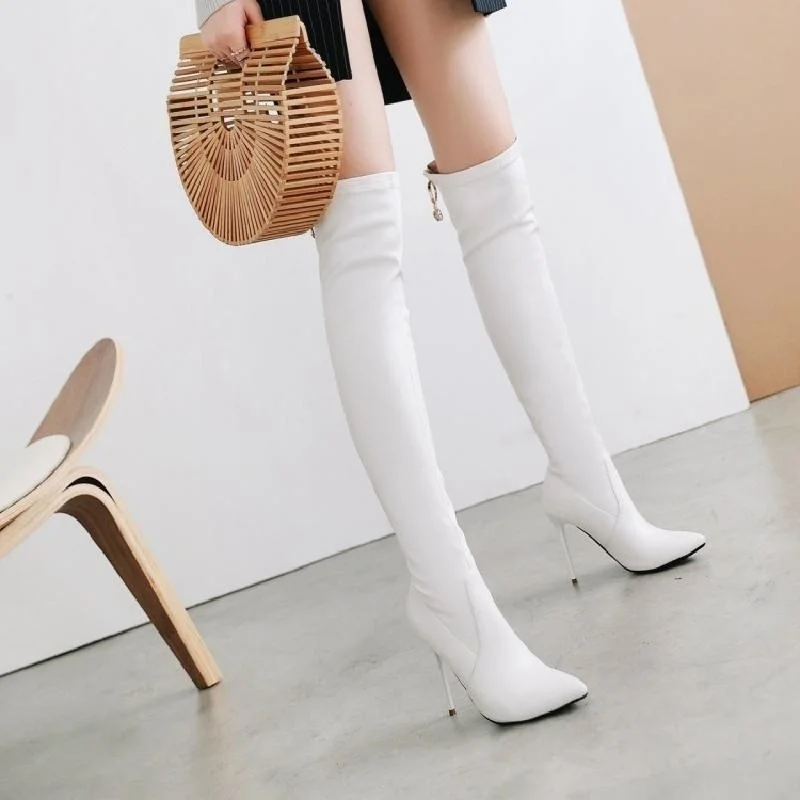 Весенние сапоги 2021, черные, белые облегающие сапоги выше колена на высоком каблуке с острым носком, высокие сапоги
Весенние сапоги 2021, черные, белые облегающие сапоги выше колена на высоком каблуке с острым носком, высокие сапоги