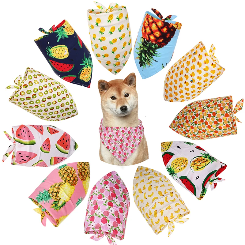 

Бандана для маленьких собак, регулируемый хлопковый шарф с принтом фруктов, для чихуахуа, французского бульдога, летняя