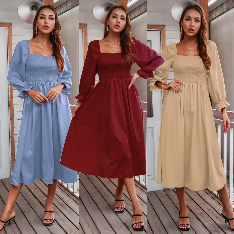 2021 Autumn New Women's Bell Sleeve Off-Neck Long Sleeve Pleated Fashion Solid Color Dress for Women Party
2021 Autumn New Women's Bell Sleeve Off-Neck Long Sleeve Pleated Fashion Solid Color Dress for Women Party