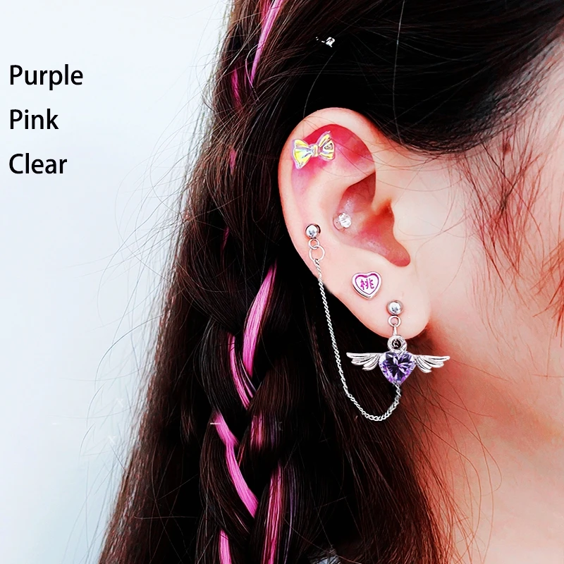 CZ Zircon Wings Pendant Ear Chain Earrings Studs Screw-fix Stainless Steel Piercing Tragus Cartilage Helix Ear Ring Ornaments
CZ Zircon Wings Pendant Ear Chain Earrings Studs Screw-fix Stainless Steel Piercing Tragus Cartilage Helix Ear Ring Ornaments