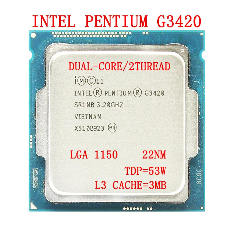 

Intel Pentium Processor G3420 3M Cache, 3.20 GHz, 22nm, TDP 53W, LGA1150, Dual-Core Desktop CPU Support DDR3 Memory Type