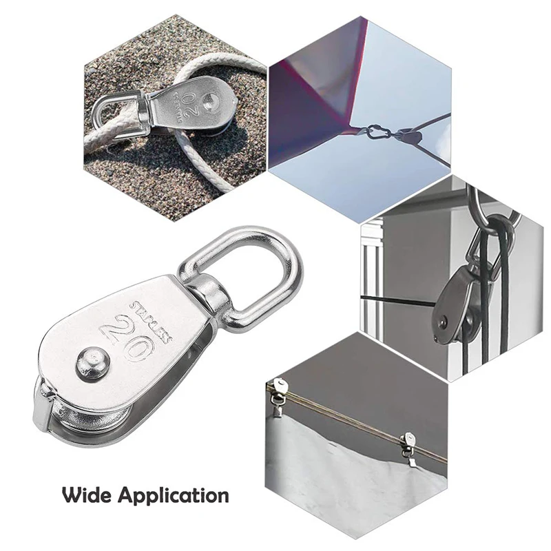 10Pcs M20 Single Pulley Block 304 Stainless Steel Hanging Wire Pulley Roller Swivel Lifting Wire Rope Cable Towing Wheel
10Pcs M20 Single Pulley Block 304 Stainless Steel Hanging Wire Pulley Roller Swivel Lifting Wire Rope Cable Towing Wheel