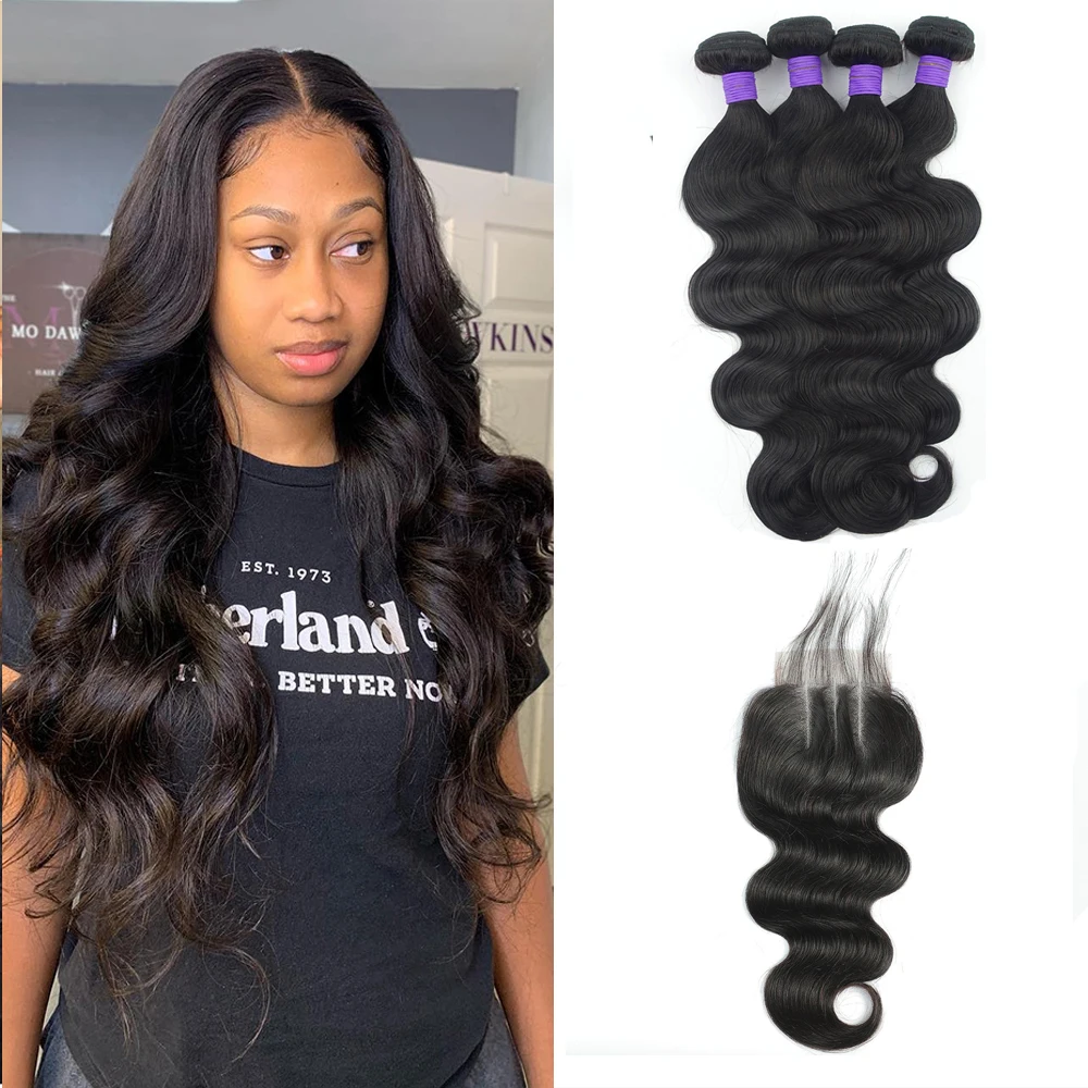 Body Wave 3 Bundles Peruvian Hair With Closure Human Hair Bundles With Closure Lace 4X4 Closure Remy Human Hair Extension
Body Wave 3 Bundles Peruvian Hair With Closure Human Hair Bundles With Closure Lace 4X4 Closure Remy Human Hair Extension