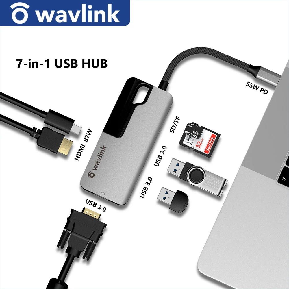 Wavlink usb-хаб Type-C HDMI-совместимый/VGA двойной дисплей мульти сплиттер 7-в-1 USB C адаптер SD/TF кардридер для Windows Mac
Wavlink usb-хаб Type-C HDMI-совместимый/VGA двойной дисплей мульти сплиттер 7-в-1 USB C адаптер SD/TF кардридер для Windows Mac