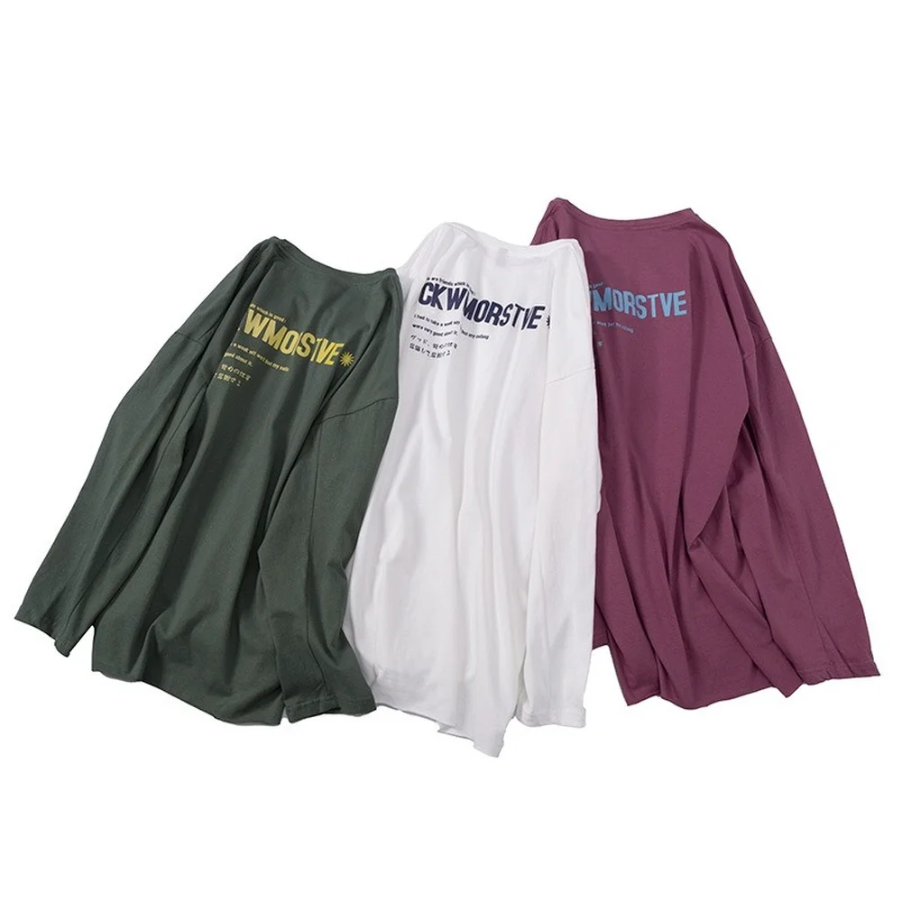 100% Cotton Letter Print Long Sleeve T-shirt 2021 Spring Autumn Casual Loose T-shirt Drop Shoulder Men Clothing Hoodies Tees
100% Cotton Letter Print Long Sleeve T-shirt 2021 Spring Autumn Casual Loose T-shirt Drop Shoulder Men Clothing Hoodies Tees