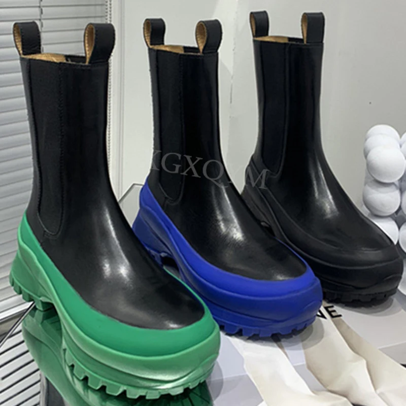 Autumn Winter Women Ankle Boots Genuine Leather Chelsea Boots Fashion Platform Smoke Tube Boots Elastic Band Shoes Handmade
Autumn Winter Women Ankle Boots Genuine Leather Chelsea Boots Fashion Platform Smoke Tube Boots Elastic Band Shoes Handmade