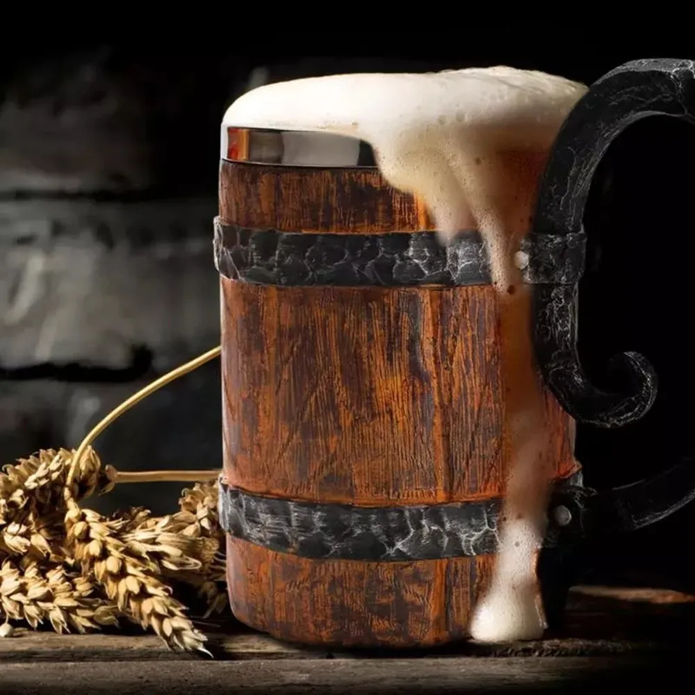500ml Wood Style Beer Mug As Christmas Gift Simulation Wooden Barrel Beer Cup Double Wall Drinking Mug Stainless Steel Insulated
500ml Wood Style Beer Mug As Christmas Gift Simulation Wooden Barrel Beer Cup Double Wall Drinking Mug Stainless Steel Insulated