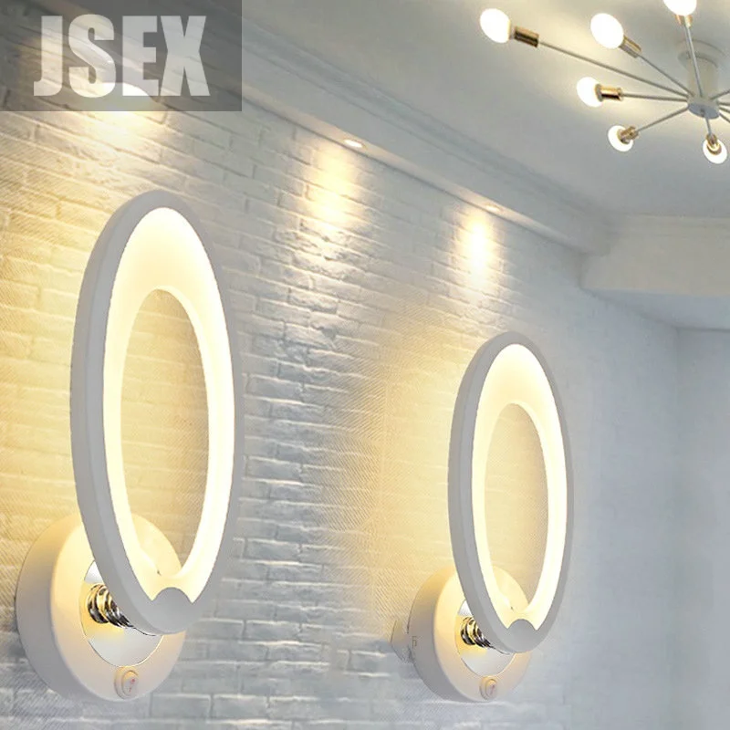 

Minimalist Modern LED Wall Lamp with Switch 10W AC 85-260V Stair Living Room Bedroom Bedside Light White Round Lamps