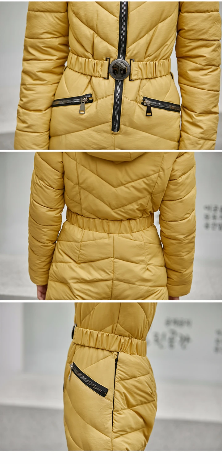 Jumpsuit Skiing Suit female jacket Cotton thick warm Parka Outdoor Winter Slim with belt Snow Suits fur hooded Bodysuits Outwear
Jumpsuit Skiing Suit female jacket Cotton thick warm Parka Outdoor Winter Slim with belt Snow Suits fur hooded Bodysuits Outwear