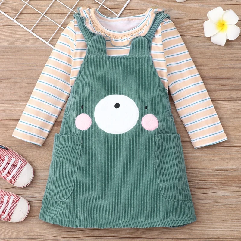 Girls Clothing Set Kids Clothes 2 Pcs Sets Striped Long Sleeve Tops+lovely Bear Suspender Dress Girls Clothes Spring Fall 1-6Y
Girls Clothing Set Kids Clothes 2 Pcs Sets Striped Long Sleeve Tops+lovely Bear Suspender Dress Girls Clothes Spring Fall 1-6Y