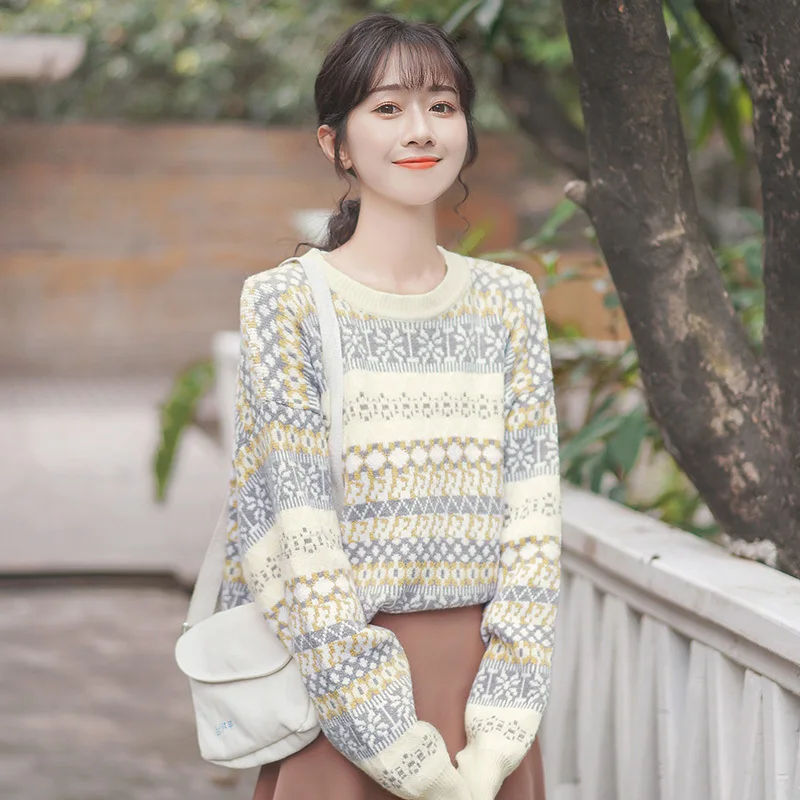 Harajuku Geometric Printed Women Sweater Vintage Long Sleeve Female Pullovers 2020 Autumn New Chic Streetwear Sueter Mujer
Harajuku Geometric Printed Women Sweater Vintage Long Sleeve Female Pullovers 2020 Autumn New Chic Streetwear Sueter Mujer