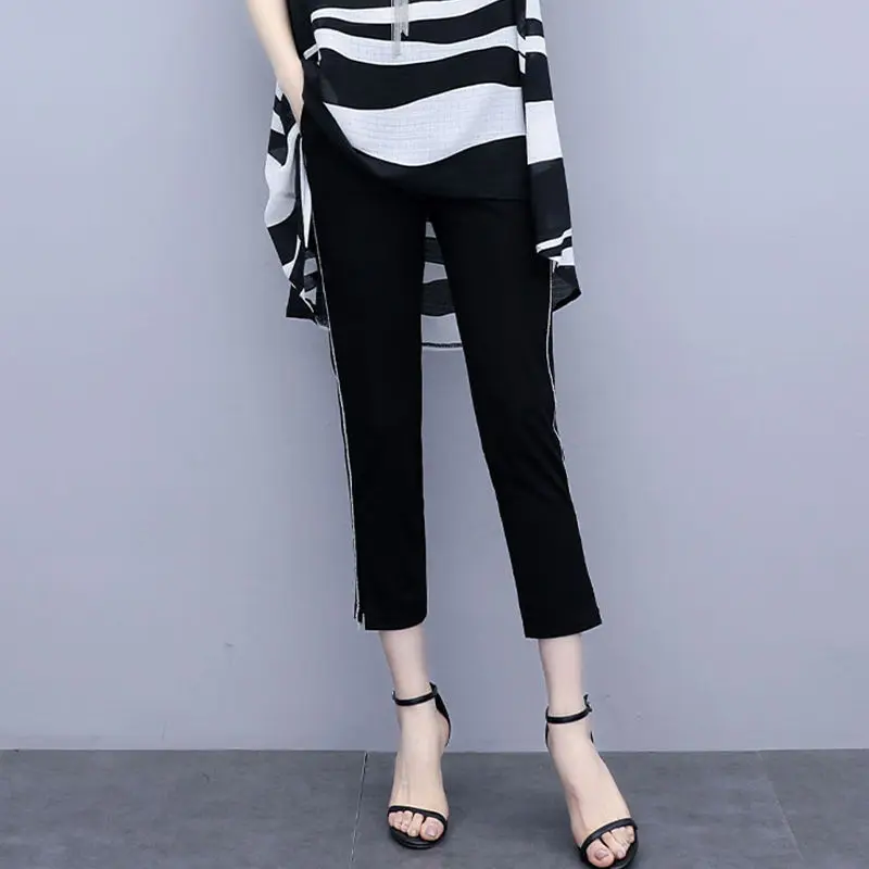 Women's Two-Piece Suits Summer New Western Style Casual Elegant Tassel Zebra Print Blouse & Fashion Black Pencil Pants Plus Size
Women's Two-Piece Suits Summer New Western Style Casual Elegant Tassel Zebra Print Blouse & Fashion Black Pencil Pants Plus Size