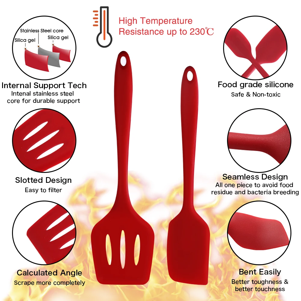 5PCs Red Silicone Spatula Set Cooking Brush Whisk Slotted Turner Heat Resistant Non-Stick Utensils Cooking Baking Mixing
5PCs Red Silicone Spatula Set Cooking Brush Whisk Slotted Turner Heat Resistant Non-Stick Utensils Cooking Baking Mixing