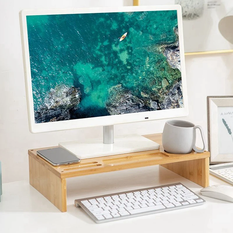 Bamboo Monitor Stand with Smartphone Holder & Pen Notches for Home Office Computer, Laptop, TV, Tablet
Bamboo Monitor Stand with Smartphone Holder & Pen Notches for Home Office Computer, Laptop, TV, Tablet
