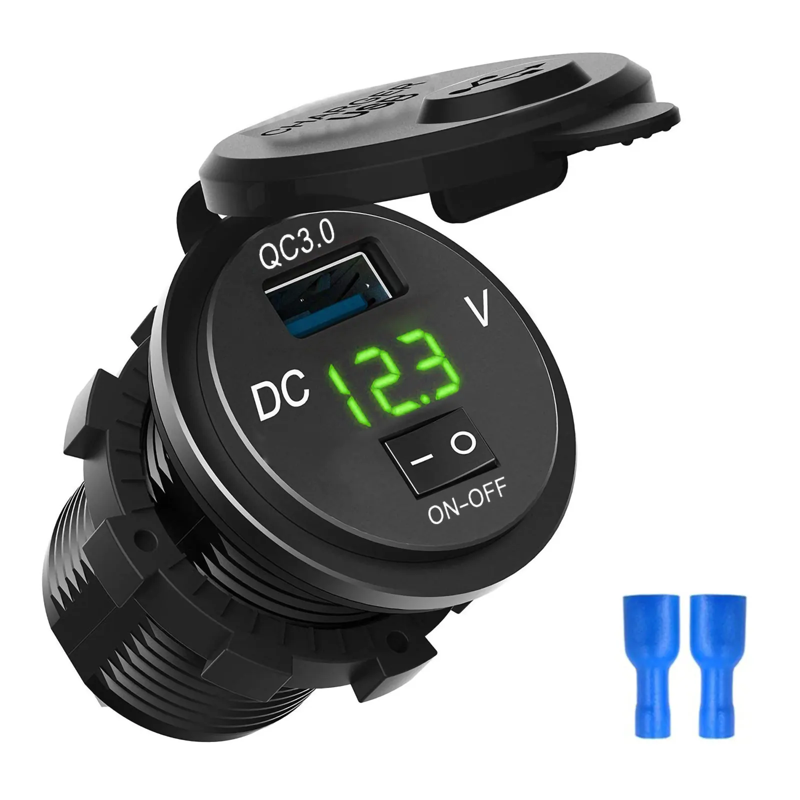 QC 3.0 Car USB Charger Socket LED With Voltmeter Car Chargers Waterproof Motorcycle Boat Charger With ON/OFF Switch And Terminal
QC 3.0 Car USB Charger Socket LED With Voltmeter Car Chargers Waterproof Motorcycle Boat Charger With ON/OFF Switch And Terminal