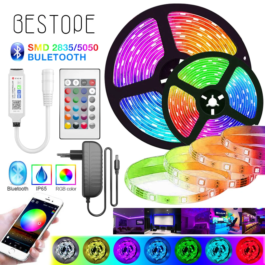 2M-30M LED RGB 5050 Strip Lights SMD Flexible Bluetooth Ribbon 2835 NON Waterproof Light Tape Diode DC 12V Control | Лампы и освещение