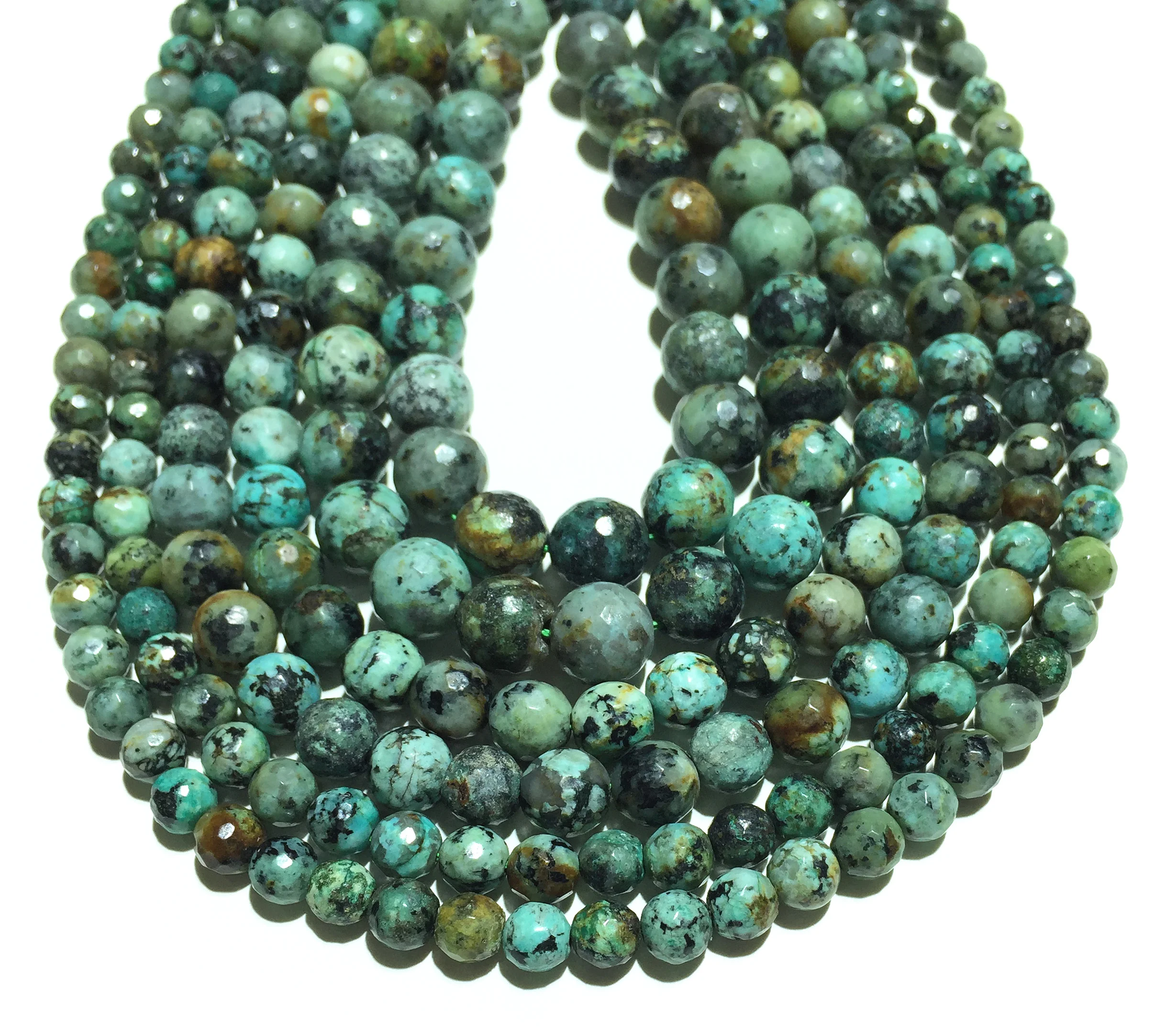

10mm Natural Faceted African Turquoise Round beads Gemstone Loose Spacer Beads Jewelry Making DIY Bracelet Necklace Accessories