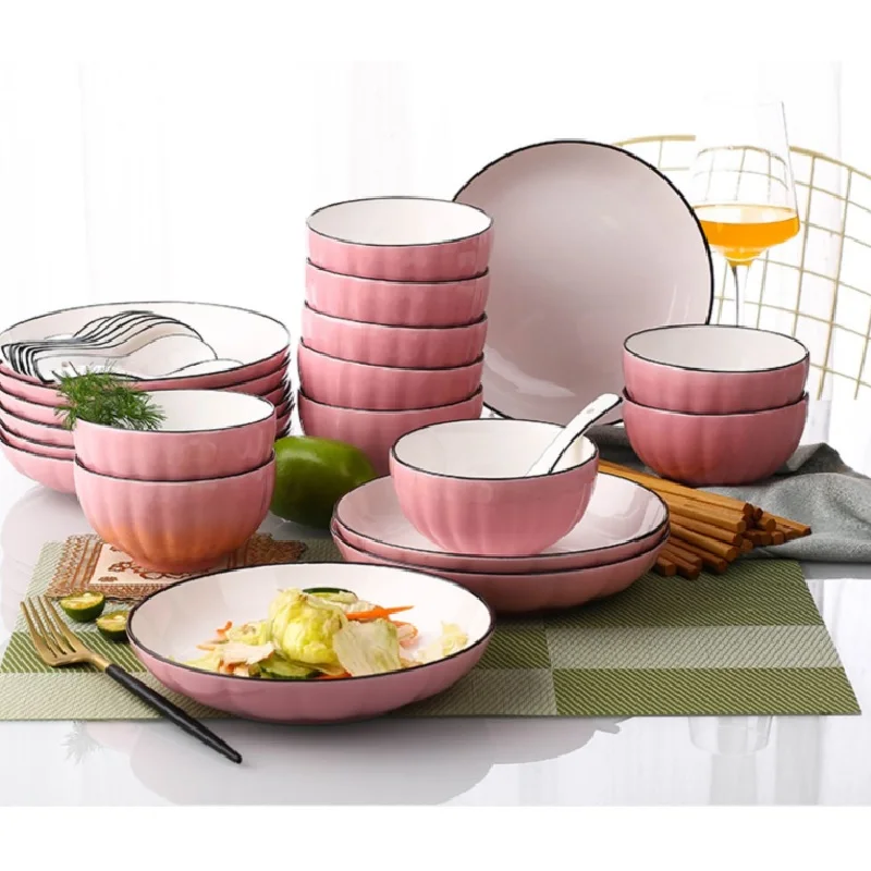 

Набор мраморной керамической посуды 32 / 54 шт., миска для риса, салата, лапши, супа, тарелки для заряда, блюдо, кухонная посуда для семейного исп...
