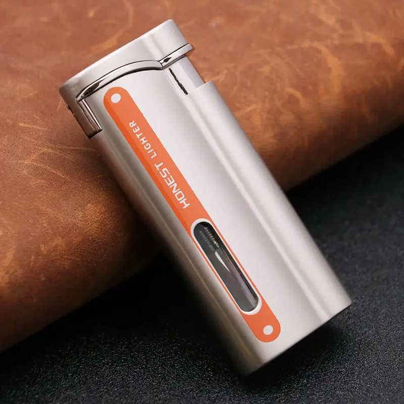 

New Jet Torch Lighter Turbo Metal Lighter Visible Gas Windproof Inflated Cigar Lighters Gadgets For Man Red Flame