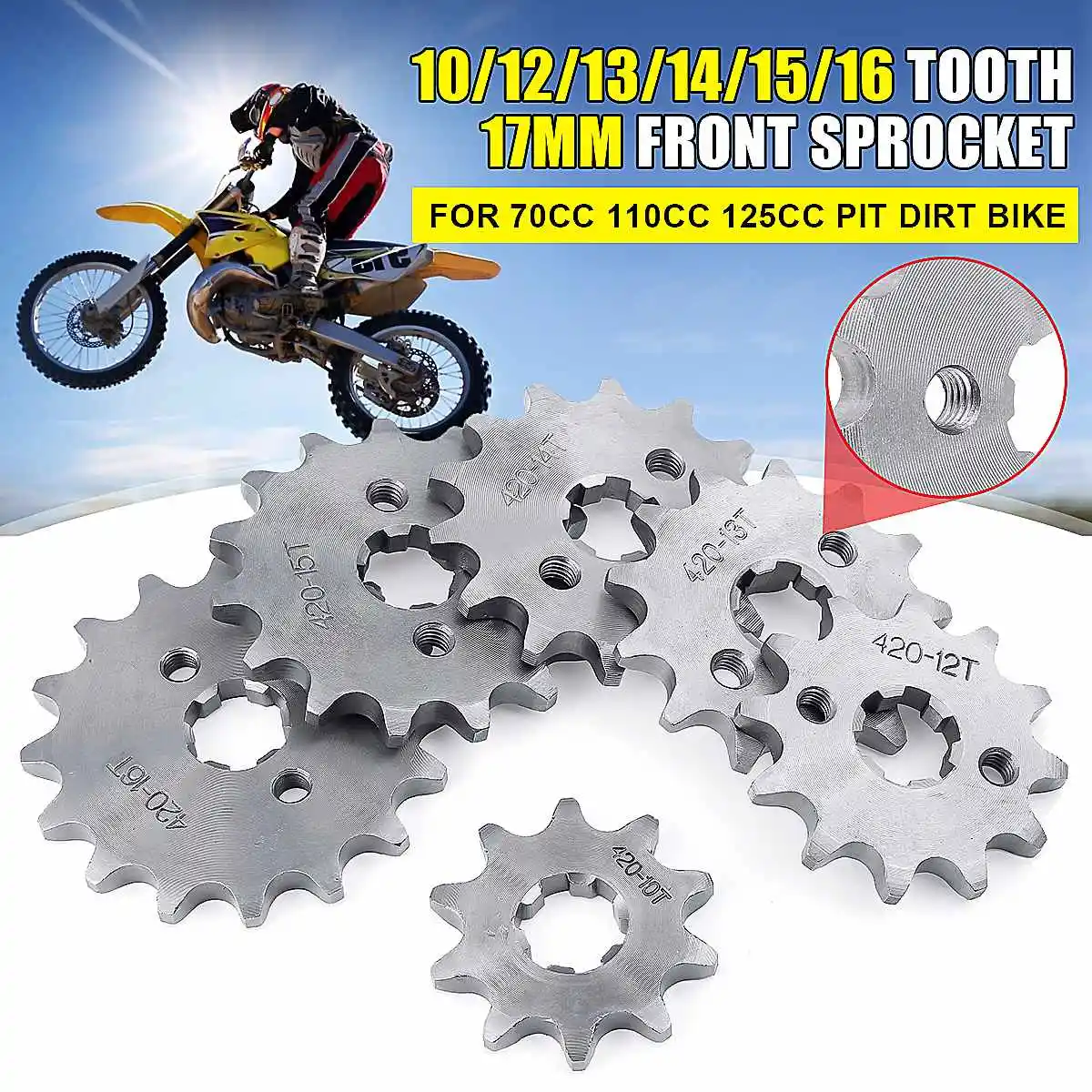 10/11/12/13/14/15/16/17/18/19 Tooth Front Sprocket 17mm For 70cc 110cc 125cc Mini Moto Pit Dirt Bike
10/11/12/13/14/15/16/17/18/19 Tooth Front Sprocket 17mm For 70cc 110cc 125cc Mini Moto Pit Dirt Bike
