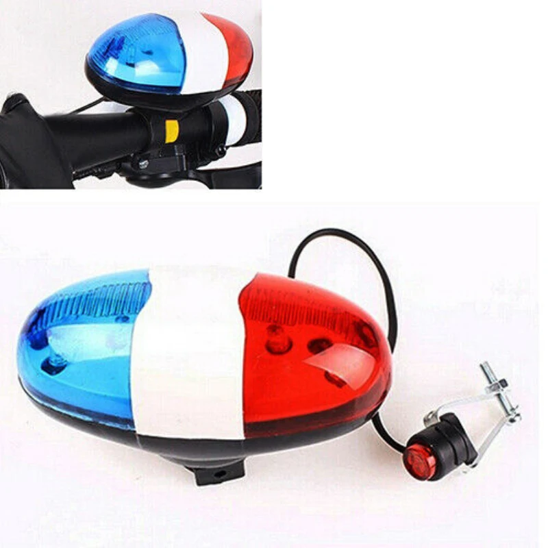 

Bicycle Bell 6 Flashing LED Light 4 Sounds Police Siren Trumpet Horn Bike Rear Light For Taillight Waterproof MTB Bike Parts