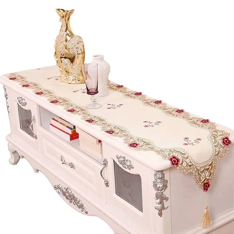 Table Runner,Farmhouse Hollow Lace Floral Embroidered Rectangle Modern Table Flags for Dining Coffee Home Tabletop
Table Runner,Farmhouse Hollow Lace Floral Embroidered Rectangle Modern Table Flags for Dining Coffee Home Tabletop