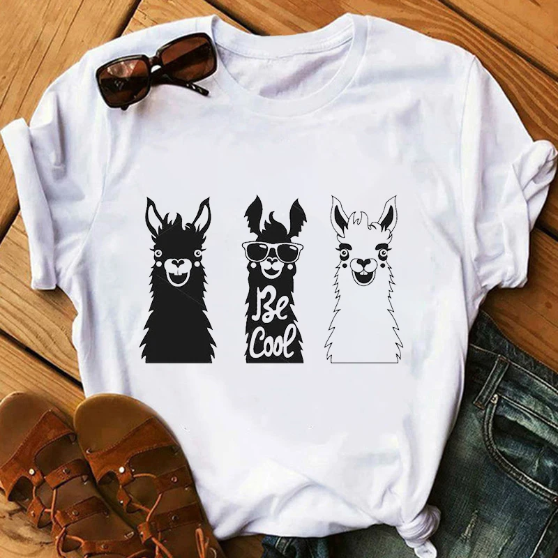 T-shirt Femme Grass Mud Horse Cartoon Print Tshirt Women Fashion Casual Short Sleeve Graphic Tops Summer Tees Female
T-shirt Femme Grass Mud Horse Cartoon Print Tshirt Women Fashion Casual Short Sleeve Graphic Tops Summer Tees Female