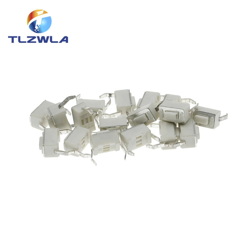 

100PCS Tact Switch DC12V 50mA 3X6X4.3MM DIP 2Pin Connectors Push Button 3*6*4.3mm Tactile Switches White 3x6x4.3h