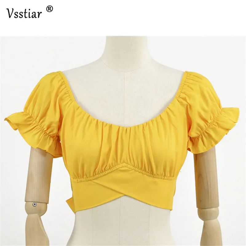 Vsstiar Summer Sexy Off Shoulder Blouse Women Slash Neck Puff Sleeve Bow Tops Elegant Ruffles Short Shirts Female 
Vsstiar Summer Sexy Off Shoulder Blouse Women Slash Neck Puff Sleeve Bow Tops Elegant Ruffles Short Shirts Female