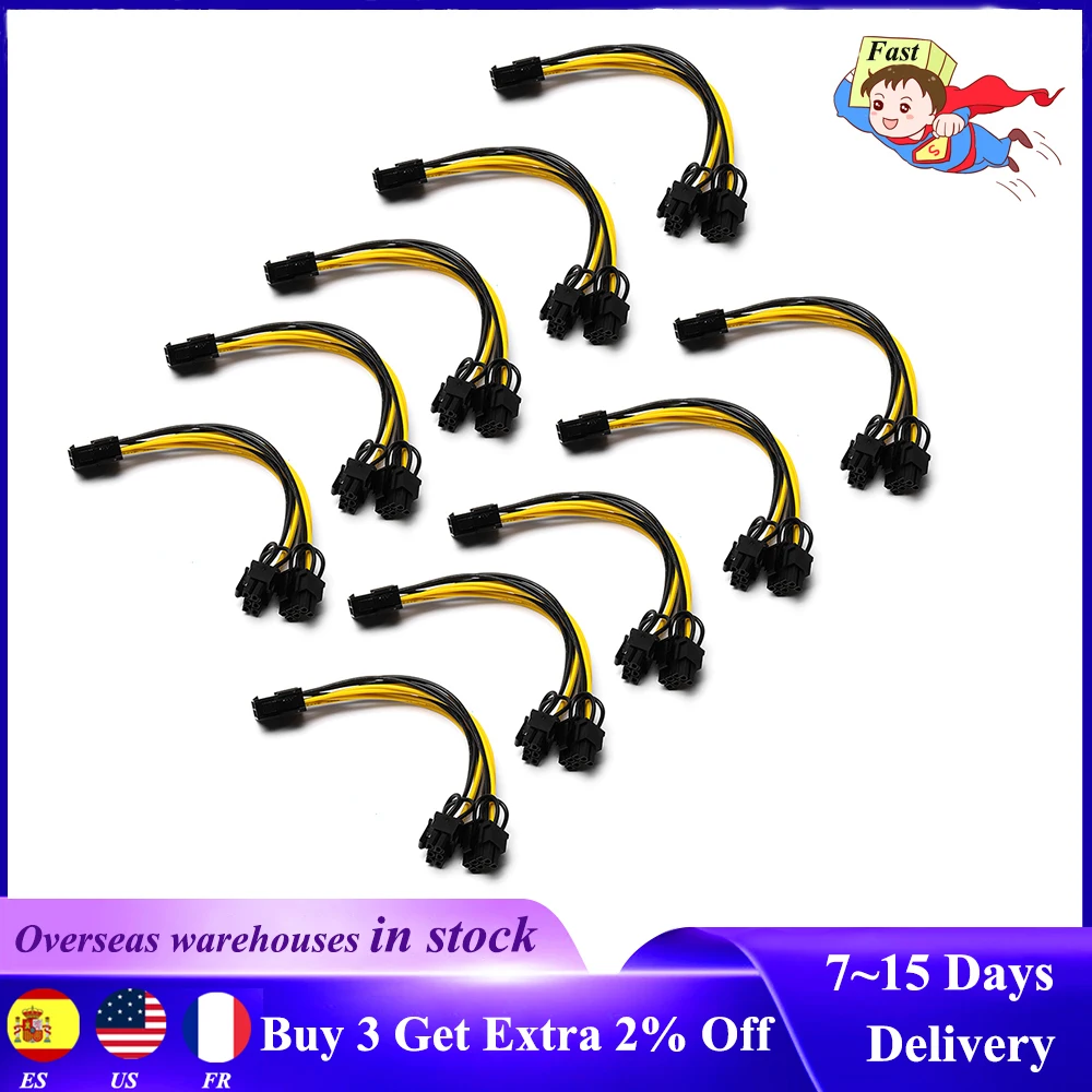 10pcs 8 pin PCI Express to Dual PCIE 8 (6+2) pin Power Cable 20cm Motherboard Graphics Card PCI-E GPU Power Data Cable Splitter 
10pcs 8 pin PCI Express to Dual PCIE 8 (6+2) pin Power Cable 20cm Motherboard Graphics Card PCI-E GPU Power Data Cable Splitter