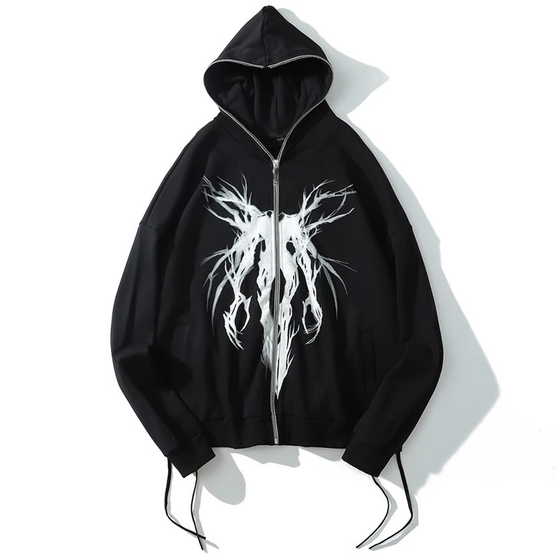 Gothic Punk Print Zipper Ribbon Hooded Outerwear 2021 Hot Sale Autumn Women's Jackets Black Cool Oversize Long Sleeve Top Coats
Gothic Punk Print Zipper Ribbon Hooded Outerwear 2021 Hot Sale Autumn Women's Jackets Black Cool Oversize Long Sleeve Top Coats