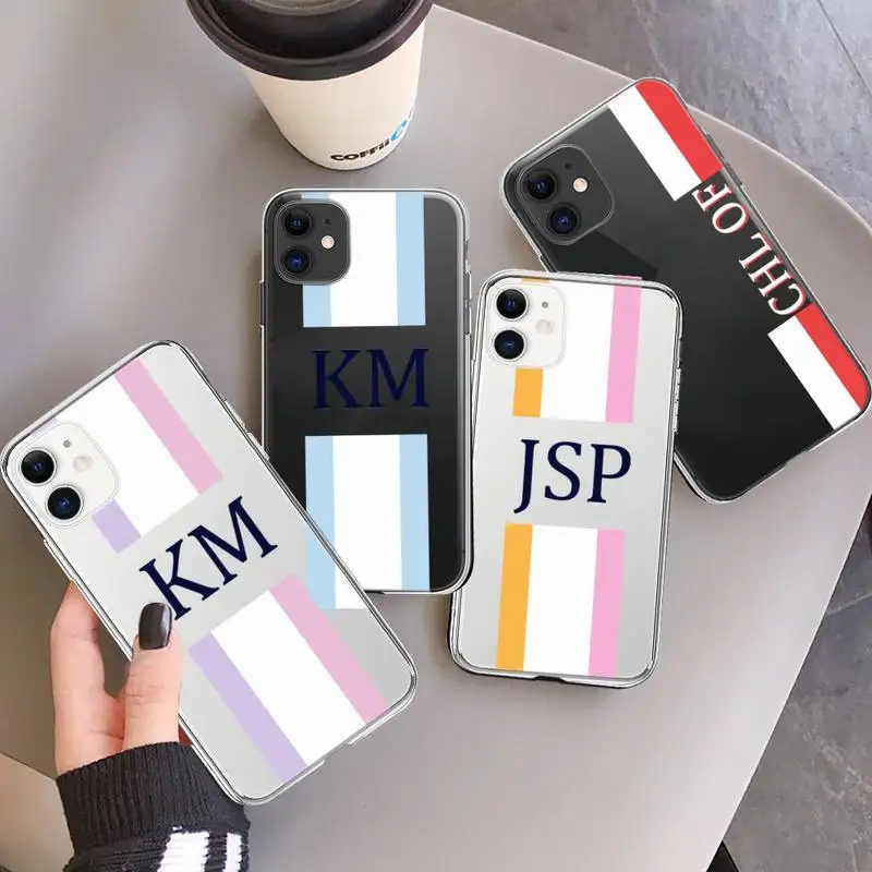 Monogram Initial Stripe Personalized Name Phone Case Transparent soft For iphone 12 11 13 7 8 6 s plus x xs xr pro max mini
Monogram Initial Stripe Personalized Name Phone Case Transparent soft For iphone 12 11 13 7 8 6 s plus x xs xr pro max mini