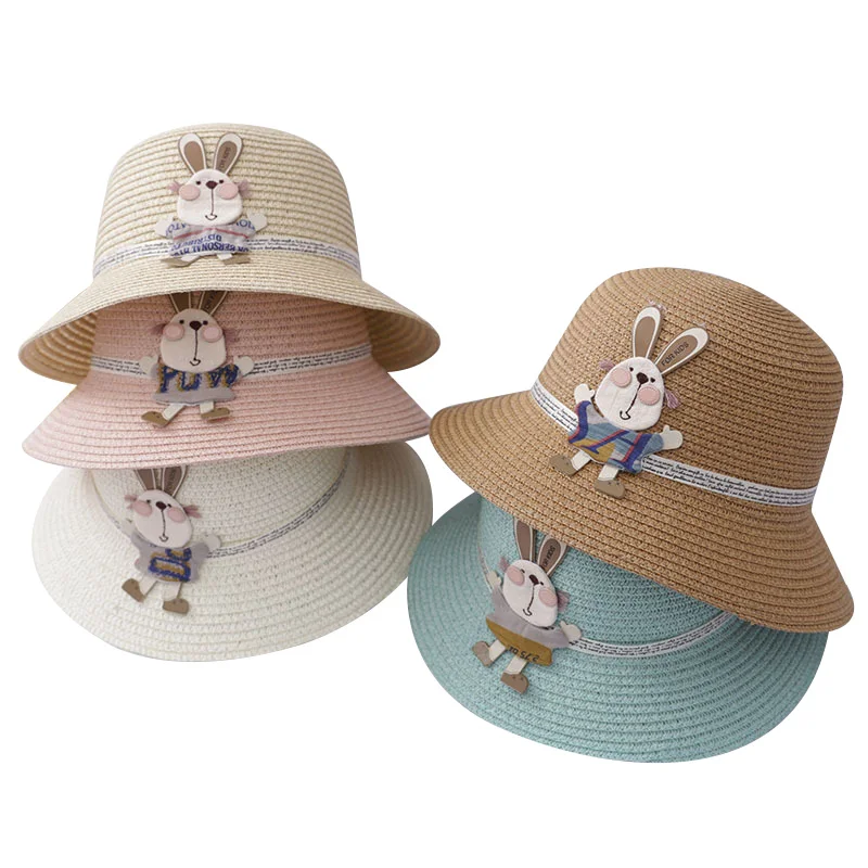 Соломенная шляпа для маленьких девочек летняя Милая шапка кролика уличная