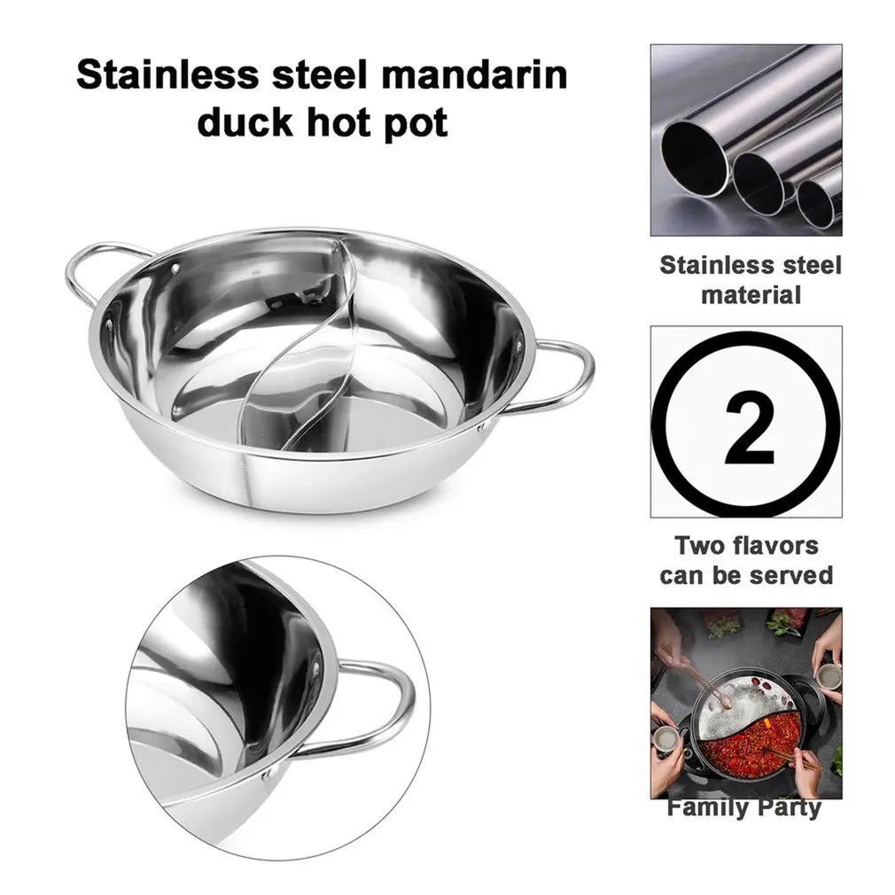 Hot Pot With Divider Stainless Steel Electric Pot For both spice and not spice hot pot Dual Sided Divided 2 Grid Soup Base
Hot Pot With Divider Stainless Steel Electric Pot For both spice and not spice hot pot Dual Sided Divided 2 Grid Soup Base