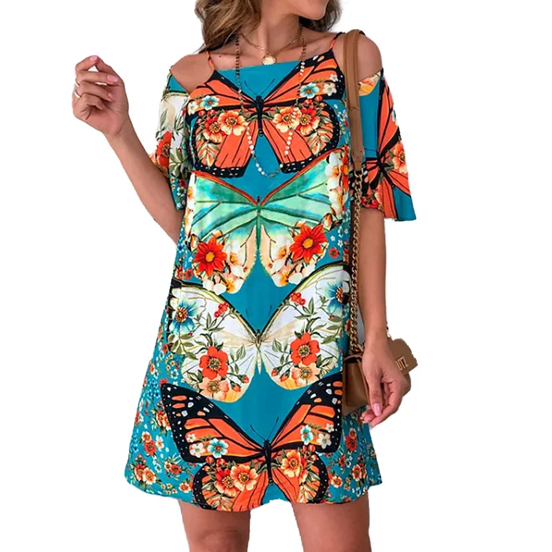 Women Summer Dresses Casual Loose Butterfly Printed Short Sleeve Dress Female Sexy Hollow Back off Shoulder Sundress Plus Size
Women Summer Dresses Casual Loose Butterfly Printed Short Sleeve Dress Female Sexy Hollow Back off Shoulder Sundress Plus Size