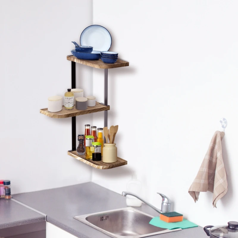 Corner Shelf Wall Mount of 3 Tier Rustic Wood Floating Shelves for Bedroom Living Room Bathroom Kitchen Office
Corner Shelf Wall Mount of 3 Tier Rustic Wood Floating Shelves for Bedroom Living Room Bathroom Kitchen Office