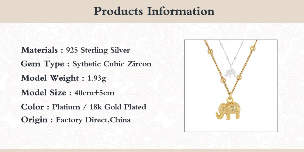 BOAKO Ins Elephant Necklace For Women 2020 Silver 925 Jewelry Necklace Charms Chains For Jewelry Choker Bijoux Femme #7.3
BOAKO Ins Elephant Necklace For Women 2020 Silver 925 Jewelry Necklace Charms Chains For Jewelry Choker Bijoux Femme #7.3