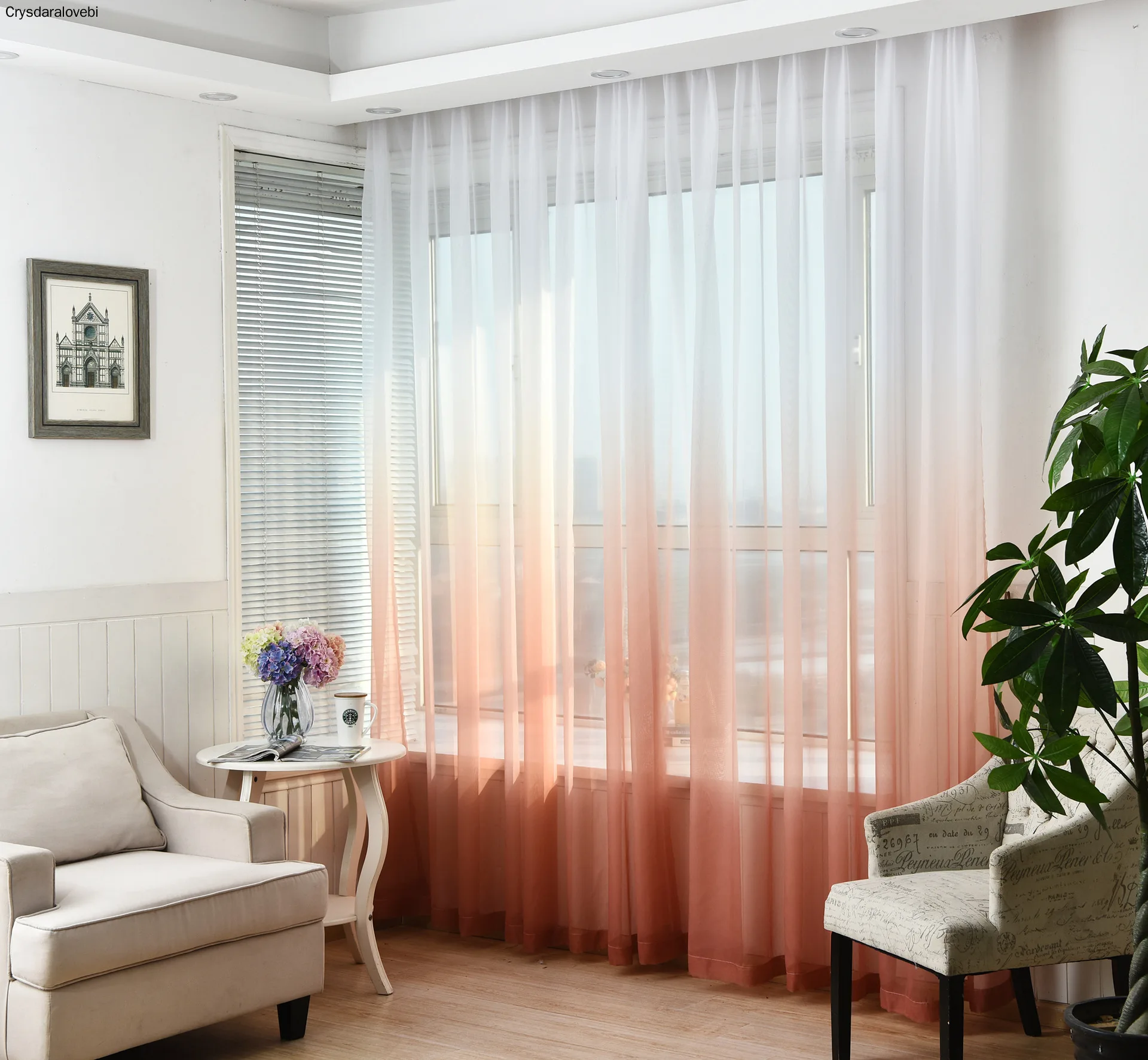 European Style Two Tone Color Tulle Curtain for Living Room Simple Home Decorative Translucid Curtain Customized
European Style Two Tone Color Tulle Curtain for Living Room Simple Home Decorative Translucid Curtain Customized