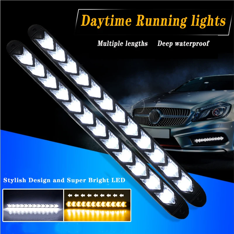 2pcs Car Drl Daytime Running Light LED Arrow Headlight Bar Safety Waterproof Flow White Turn Signal Decoration General Auto Part
2pcs Car Drl Daytime Running Light LED Arrow Headlight Bar Safety Waterproof Flow White Turn Signal Decoration General Auto Part
