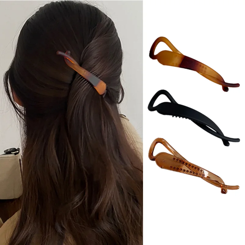 H:HYDE Women Headdress Ponytail Updo Clips Solid Color Banana Vertical Clip Grabs Back of Head Hairclip
H:HYDE Women Headdress Ponytail Updo Clips Solid Color Banana Vertical Clip Grabs Back of Head Hairclip