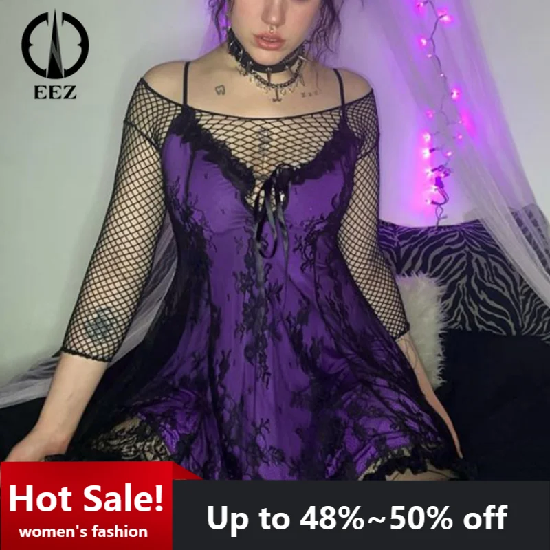 Mini Black Purple Dress Goth Sexy Dress Women Harajuku Street Vintage Punk Lace Patchwork Dress E-girl Emo Grunge Club Wear
Mini Black Purple Dress Goth Sexy Dress Women Harajuku Street Vintage Punk Lace Patchwork Dress E-girl Emo Grunge Club Wear