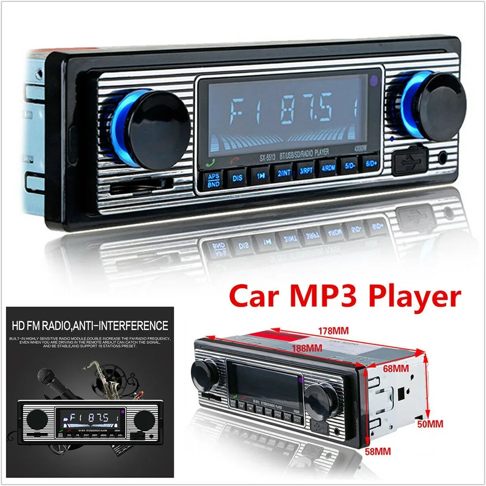 Автомобильный стереопроигрыватель с MP3-плеером, Bluetooth, 4 канала, FM, SD/USB/AUX
Автомобильный стереопроигрыватель с MP3-плеером, Bluetooth, 4 канала, FM, SD/USB/AUX