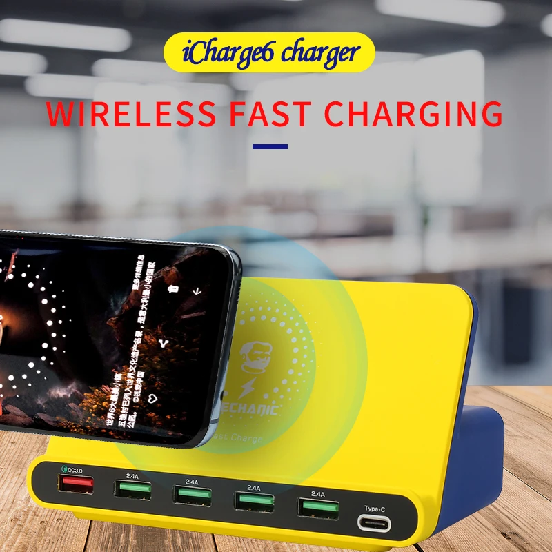 MECHANIC Wireless Charger QC3.0 Multi-Port USB Fast Charging Dock Station Stand For iphone X XS MAX XR Android phone 
MECHANIC Wireless Charger QC3.0 Multi-Port USB Fast Charging Dock Station Stand For iphone X XS MAX XR Android phone
