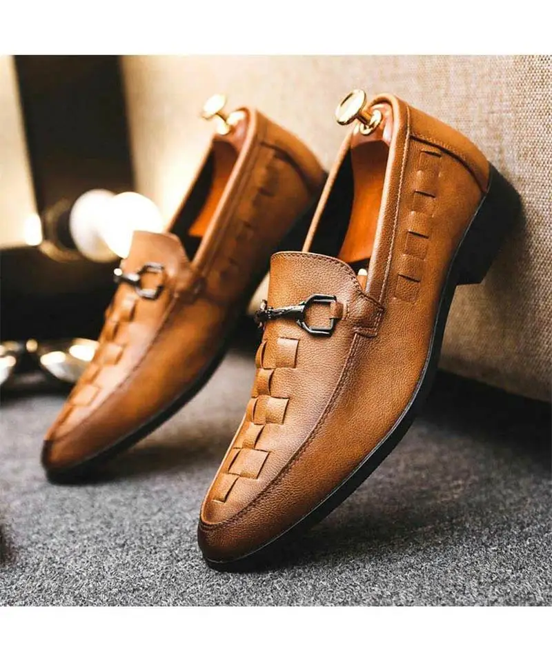 Men's Handmade High-quality PU Brown Woven Metal Decoration Classic Fashion Trend All-match Business Casual Loafers KA116
Men's Handmade High-quality PU Brown Woven Metal Decoration Classic Fashion Trend All-match Business Casual Loafers KA116
