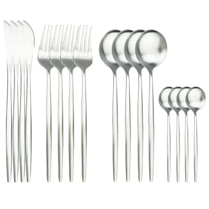 16Pcs Tableware Stainless Steel Cutlery Complete Silver Fork Spoon Knife Set Dinner Appliance Western Dinnerware Eco-Friendly
16Pcs Tableware Stainless Steel Cutlery Complete Silver Fork Spoon Knife Set Dinner Appliance Western Dinnerware Eco-Friendly
