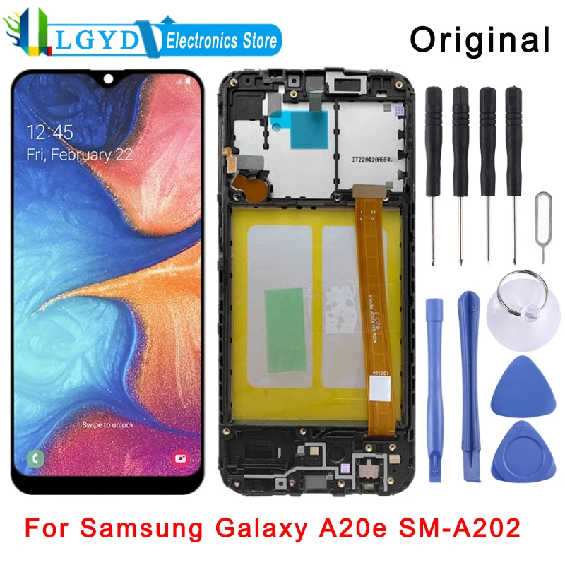Original LCD Screen and Digitizer Full Assembly With Frame for Samsung Galaxy A20e SM-A202
Original LCD Screen and Digitizer Full Assembly With Frame for Samsung Galaxy A20e SM-A202