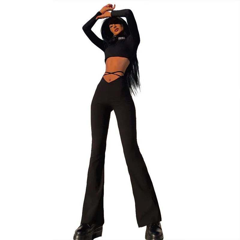 2021 Spring Stylish New V-shaped Waist Exposed Cross-belt Flared Casual Pants Women Candy Colors Cool Girl Comfortable Trousers
2021 Spring Stylish New V-shaped Waist Exposed Cross-belt Flared Casual Pants Women Candy Colors Cool Girl Comfortable Trousers