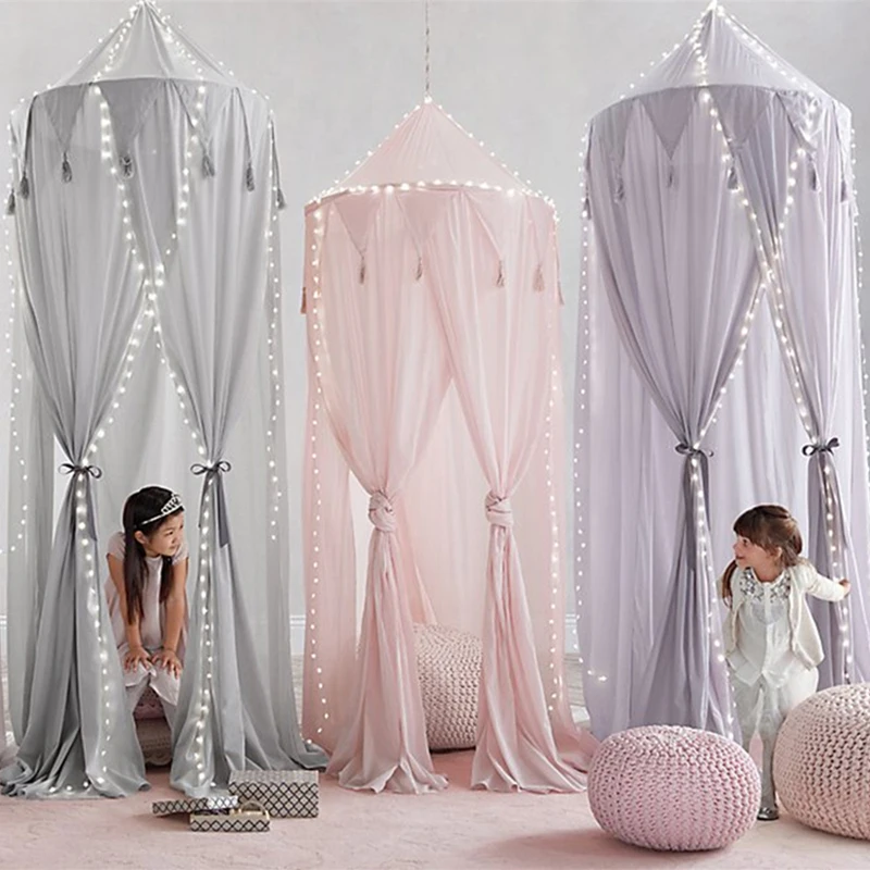 Hot Sale Kid Baby Bed Canopy Bedcover Cotton Linen Mosquito Net Curtain Bedding Round Dome Tent | Дом и сад